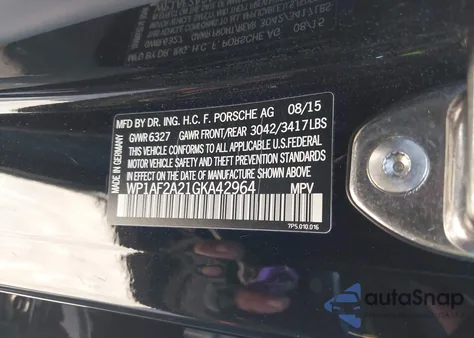 2016 Porsche Cayenne Diesel from USA, damaged, VIN WP1AF2A21GKA42964